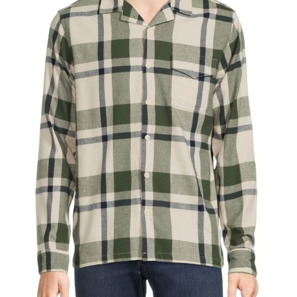 $140 Onia Cotton Plaid Casual Button Down Shirt XL